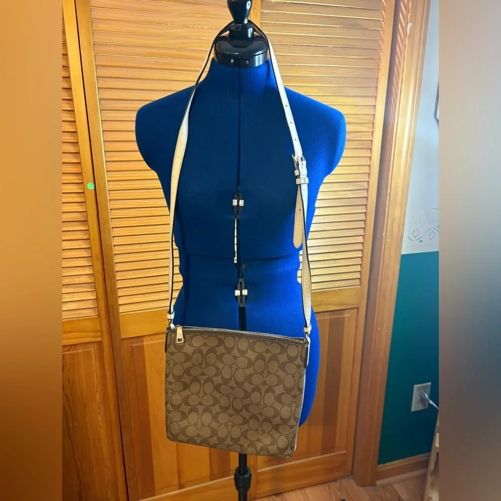 Coach Tan and Brown Signature Bag